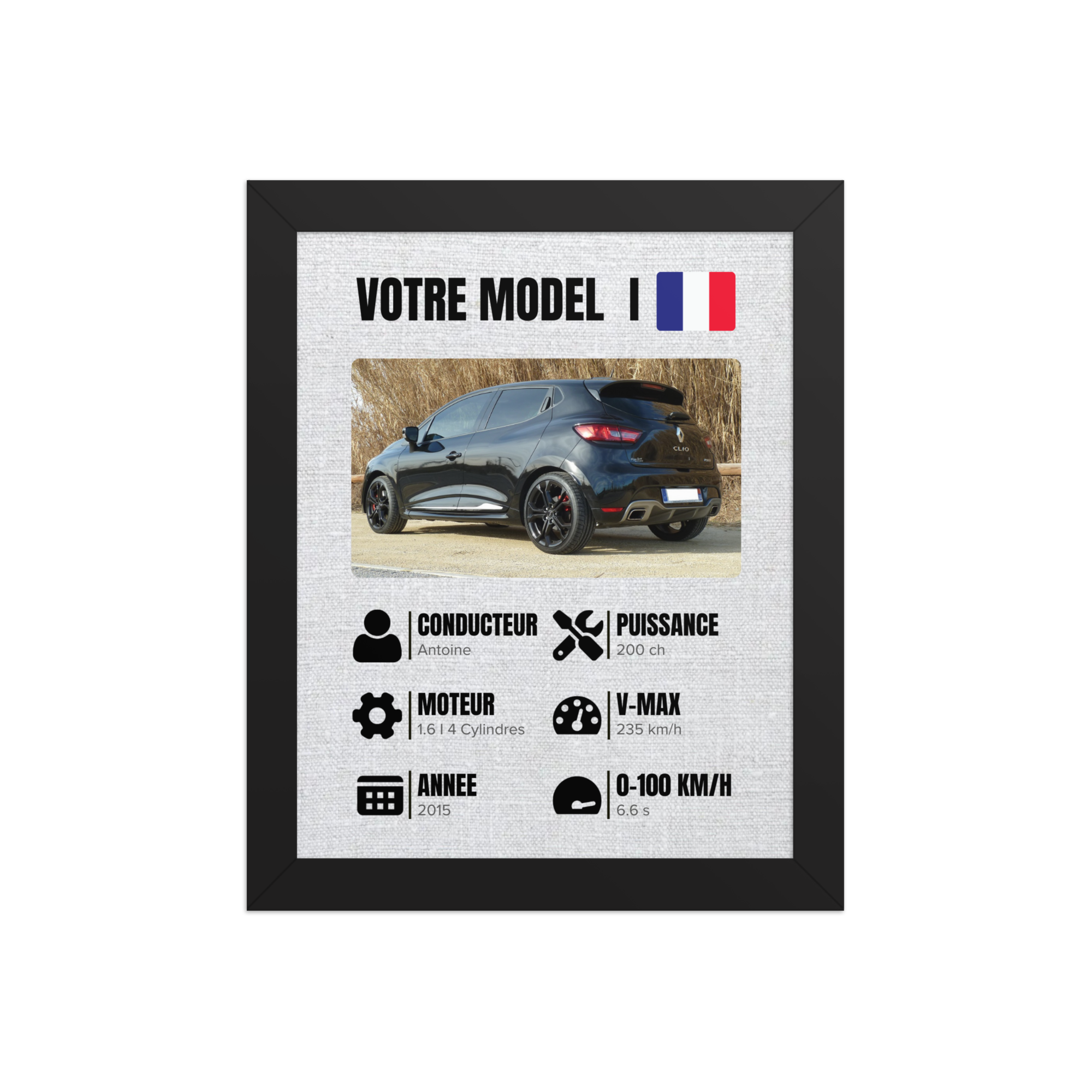 Cadre Personnalisable de votre Voiture